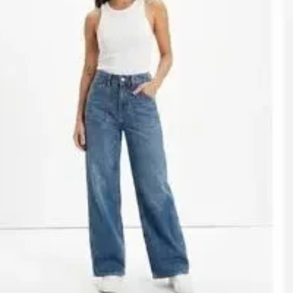 AMERICAN EAGLE STOVEPIPE HIGH RISE WIDE LEG UTLITY JEANS STRETCH DENIM sz 000